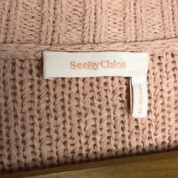 See By Chloé Silver Pink Knit Sweater Women’s S V-Neck Pullover - Picture 6 of 9